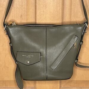Marc Jacobs The Mini Sling Convertible Leather Hobo Bag Purse Military Green
